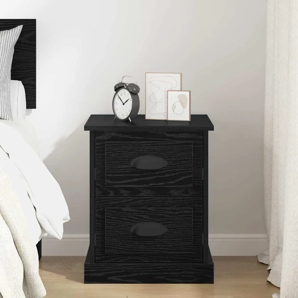 vidaXL Κομοδίνο Μαύρη δρυς 39 x 39 x 47.5 εκ Επεξεργασμένο ξύλο