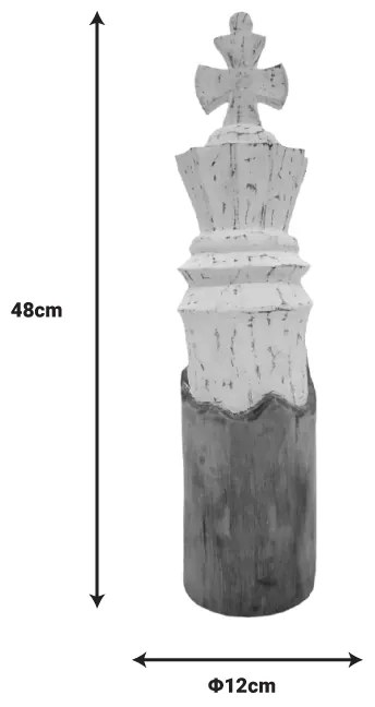 Διακοσμητικό πιόνι σκακιού Glon Inart φυσικό-λευκό μάνγκο ξύλο 12x11x48εκ