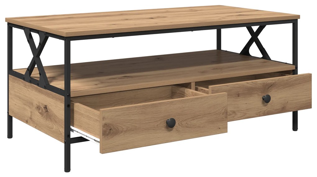 vidaXL Τραπεζάκι σαλονιού with Drawer artisan δρυς 100 x 51 x 45 cm