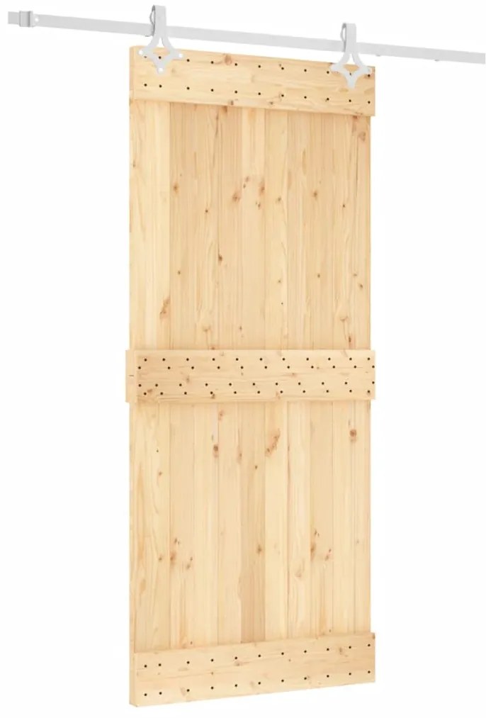 vidaXL Συρόμενη Μεσόπορτα με Μηχανισμό 90 x 210 εκ. Μασίφ Ξύλο Πεύκου