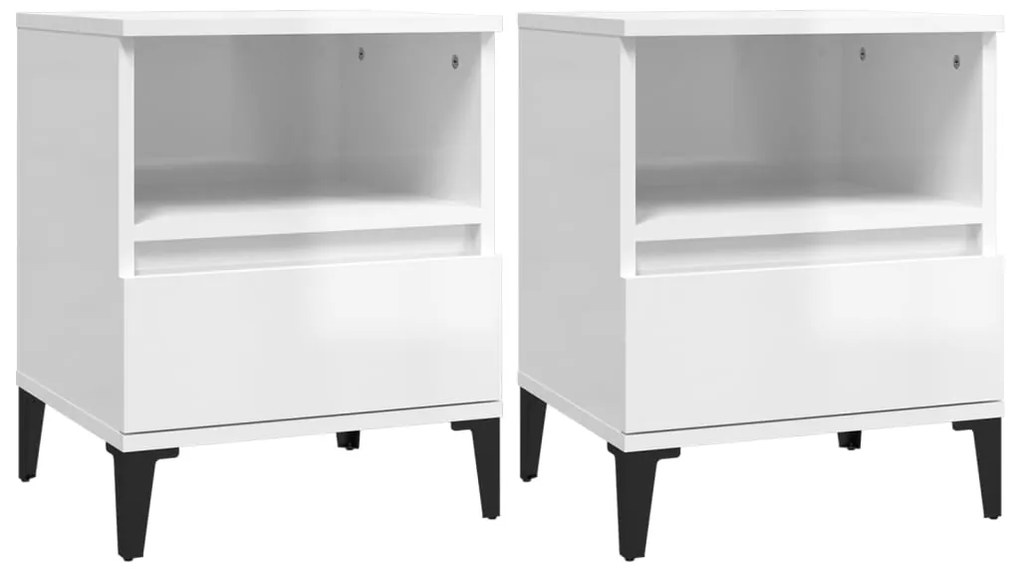 vidaXL Κομοδίνα 2 τεμ. Γυαλιστερό Λευκό 40 x 35 x 50 εκ.