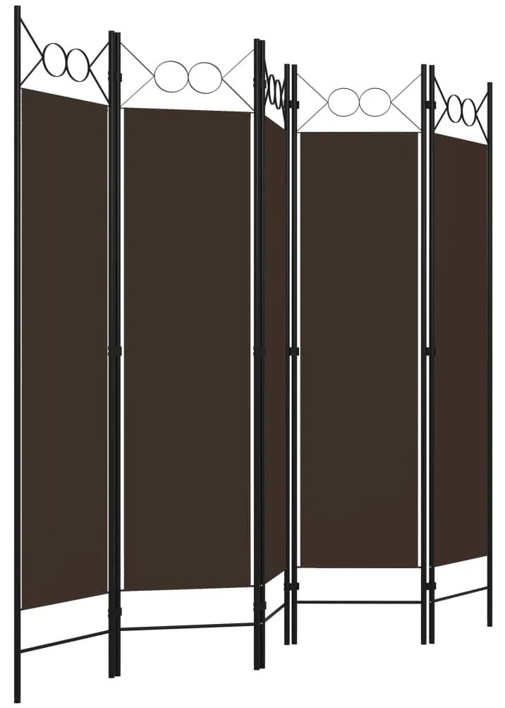 vidaXL Διαχωριστικό Δωματίου με 5 Πάνελ Καφέ 200 x 180 εκ.