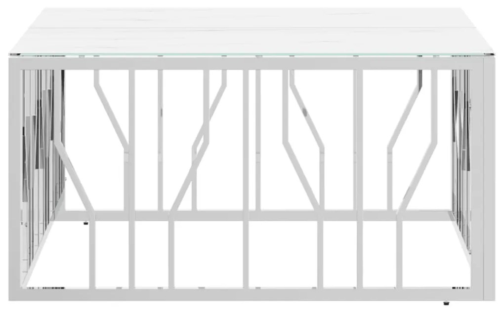 vidaXL Τραπέζι Σαλονιού Ασημί 80x80x40 εκ. Ανοξείδωτο Ατσάλι και Γυαλί