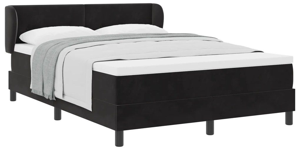 vidaXL Κρεβάτι Box Spring με Στρώμα Μαύρο 140x190 εκ. Βελούδο
