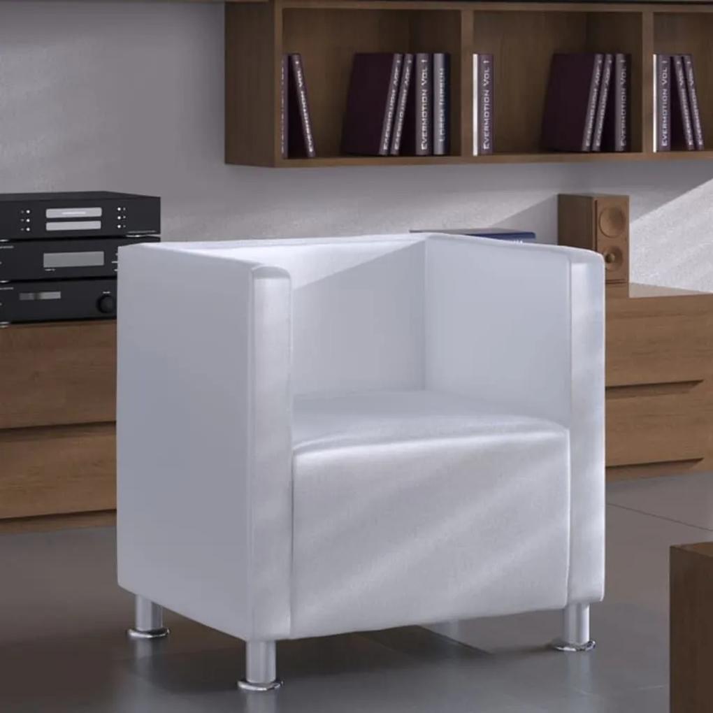Πολυθρόνα Cube Λευκή από Συνθετικό Δέρμα - Λευκό