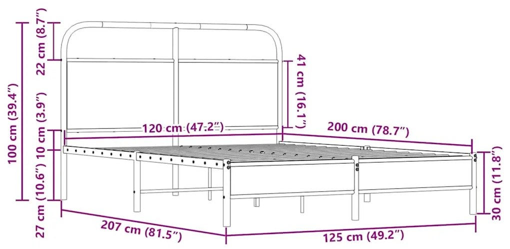 Πλαίσιο Κρεβατιού Χωρ. Στρώμα Sonoma Δρυς 120x200εκ. Επ. Ξύλο - Καφέ