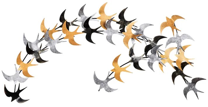 Διακοσμητικό τοίχου Birds Megapap μεταλλικό χρώμα μαύρο - bronze - ασημί 137x62εκ.