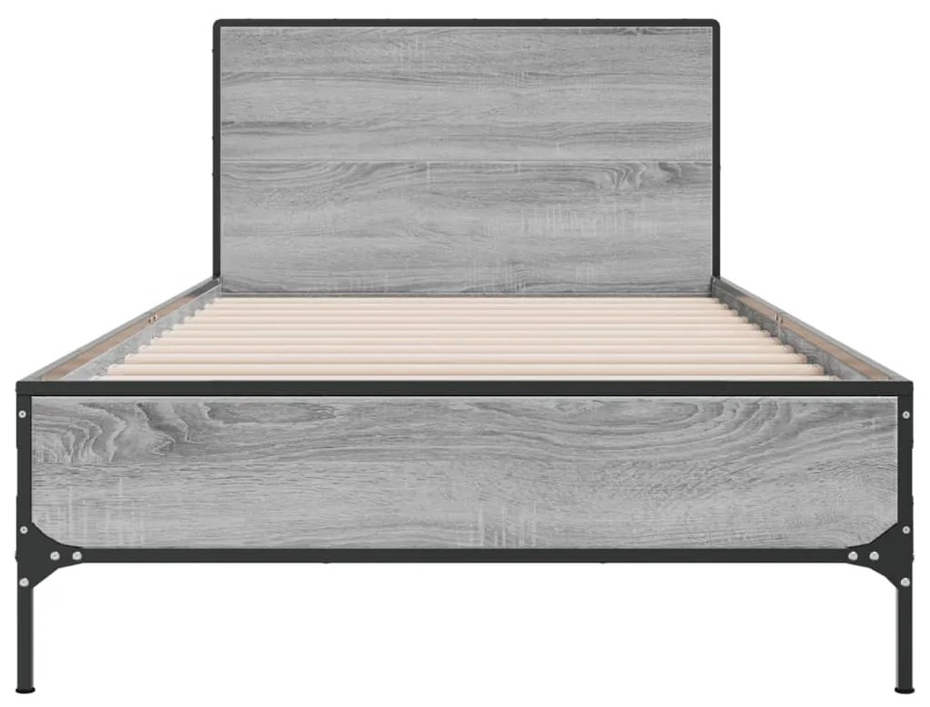 vidaXL Πλαίσιο Κρεβατιού Γκρι Sonoma 100x200 εκ. Επεξ. Ξύλο &amp; Μέταλλο