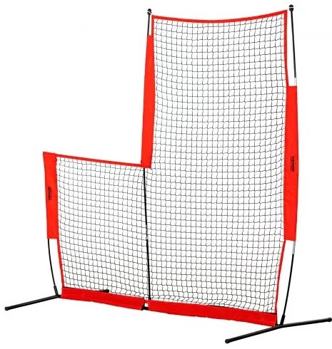 VEVOR L Screen Baseball for Batting Cage, 7x7 ft Baseball & Softball Safety Screen, Body Protector Portable Batting Screen with Carry Bag & Ground Stakes, Baseball Pitching Net for Pitchers Protection