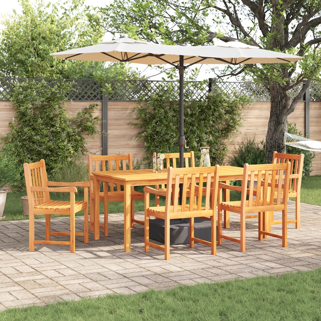 vidaXL Σετ Τραπεζιού Φαγητού 7 pcs Φυσικό ξύλο 180 x 90 x 75 cm