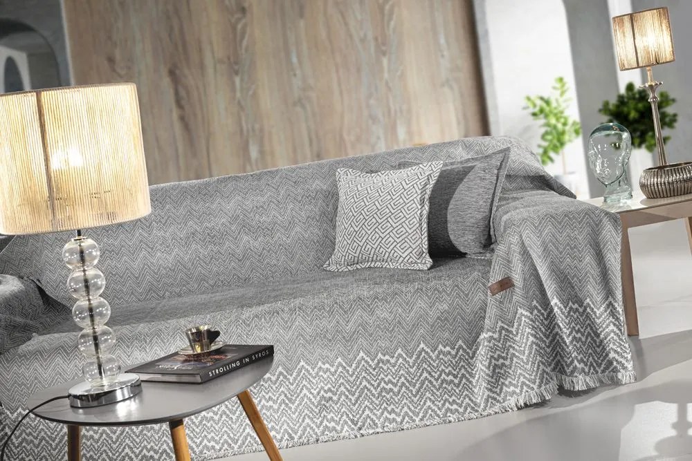 Ριχτάρι Πολυθρόνας Βαμβακερό Chenille Marvin Grey 180x150εκ. Guy Laroche