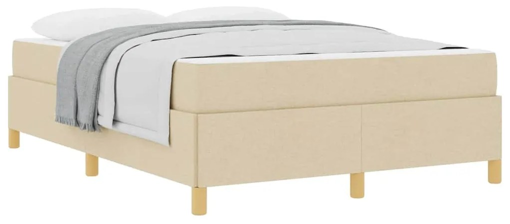 vidaXL Κρεβάτι με ελατήρια Κρέμα και Λευκό 160 x 200 cm ύφασμα