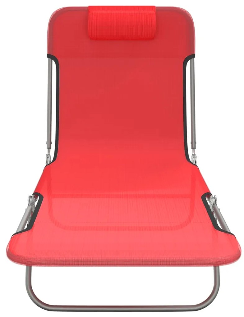 vidaXL Ξαπλώστρες Πτυσσόμενες 2 τεμ. Κόκκινες από Textilene &amp; Ατσάλι