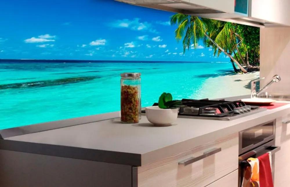 Αυτοκόλλητη φωτοταπετσαρία για την παραλία παραδείσου κουζίνας - 350x60