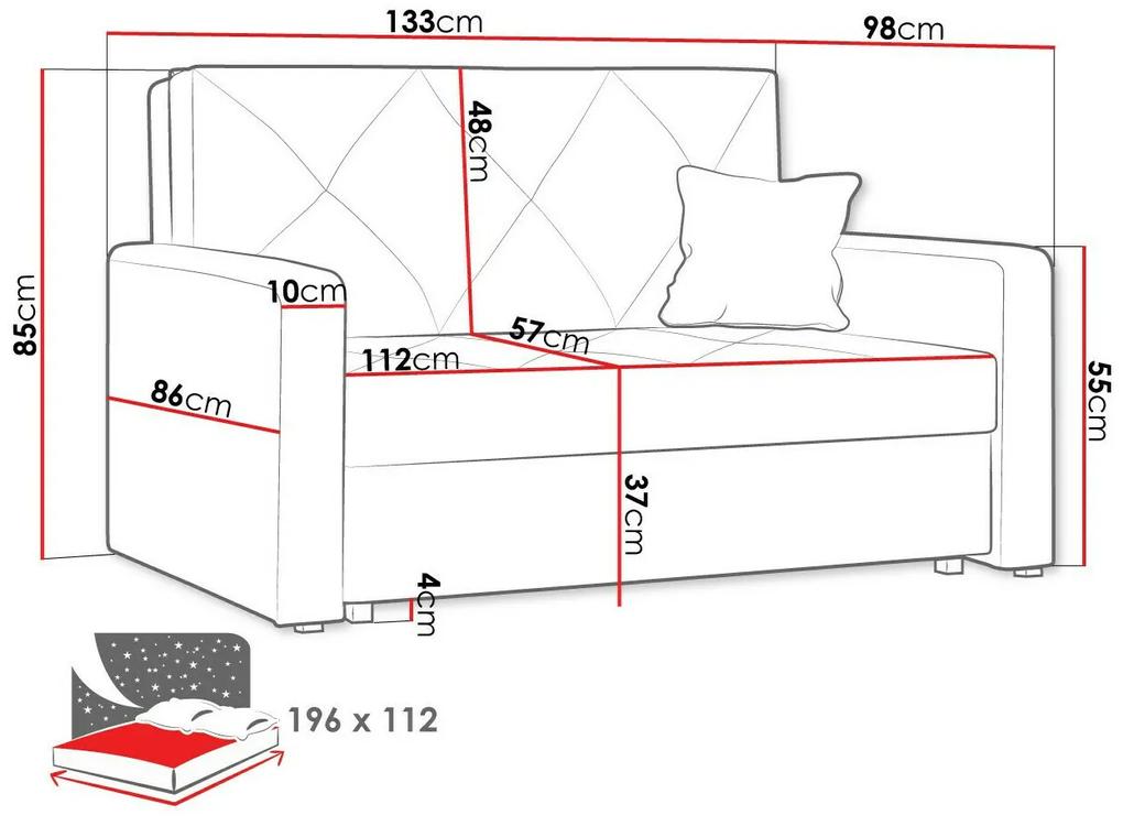 Καναπές κρεβάτι Columbus 168, Αριθμός θέσεων: 2, Αποθηκευτικός χώρος, 85x133x98cm, 57 kg, Πόδια: Μέταλλο, Ξύλο: Πεύκο | Epipla1.gr