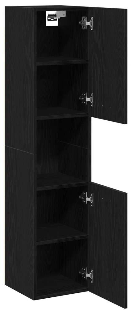 vidaXL Ντουλάπι Τοίχου Μπάνιου Μαύρο Δρυς 30x30x130 εκ από Ξύλο