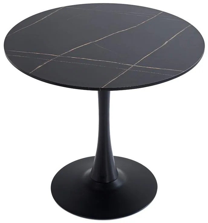 Τραπέζι Balou II MDF σε μαύρο μαρμάρου απόχρωση Φ80x75εκ 80x80x75 εκ.