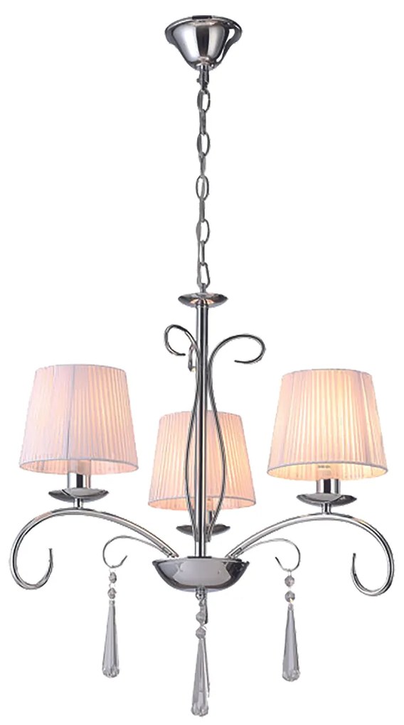 KQ 9007-3 FLAREN NICKEL PENDANT CRYSTALS & WHITE SHADES 1Ζ2