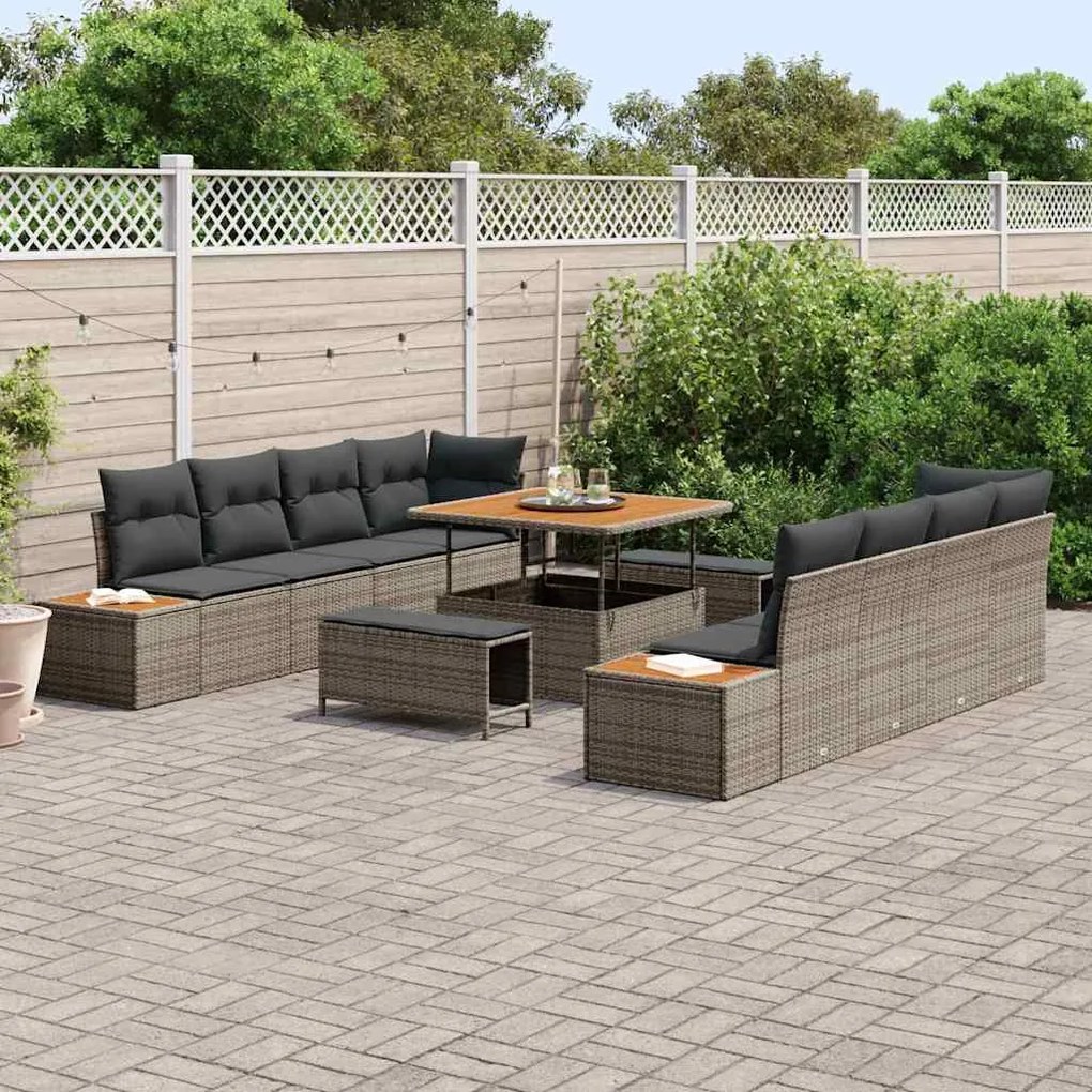 vidaXL Σετ Καναπέ Κήπου 11 pcs Γκρι και Σκούρο Γκρι 100 x 100 x 71 cm