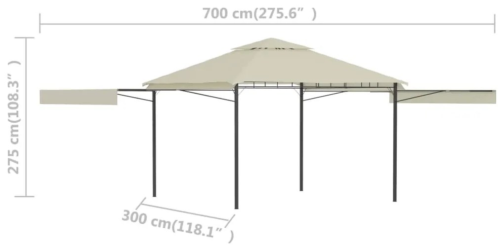 Κιόσκι με Δύο Επεκτεινόμενες Οροφές Κρεμ 3x3x2,75 μ. 180 γρ/μ² - Κρεμ