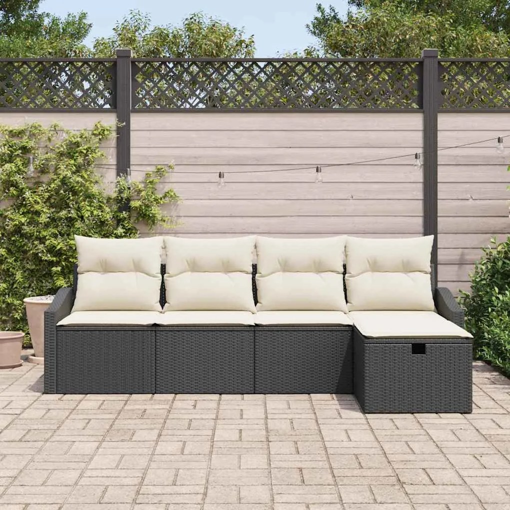 vidaXL Σετ Καναπέ Κήπου 5 pcs Μαύρο 233 x 117 x 85 εκ Πολυ ράταν