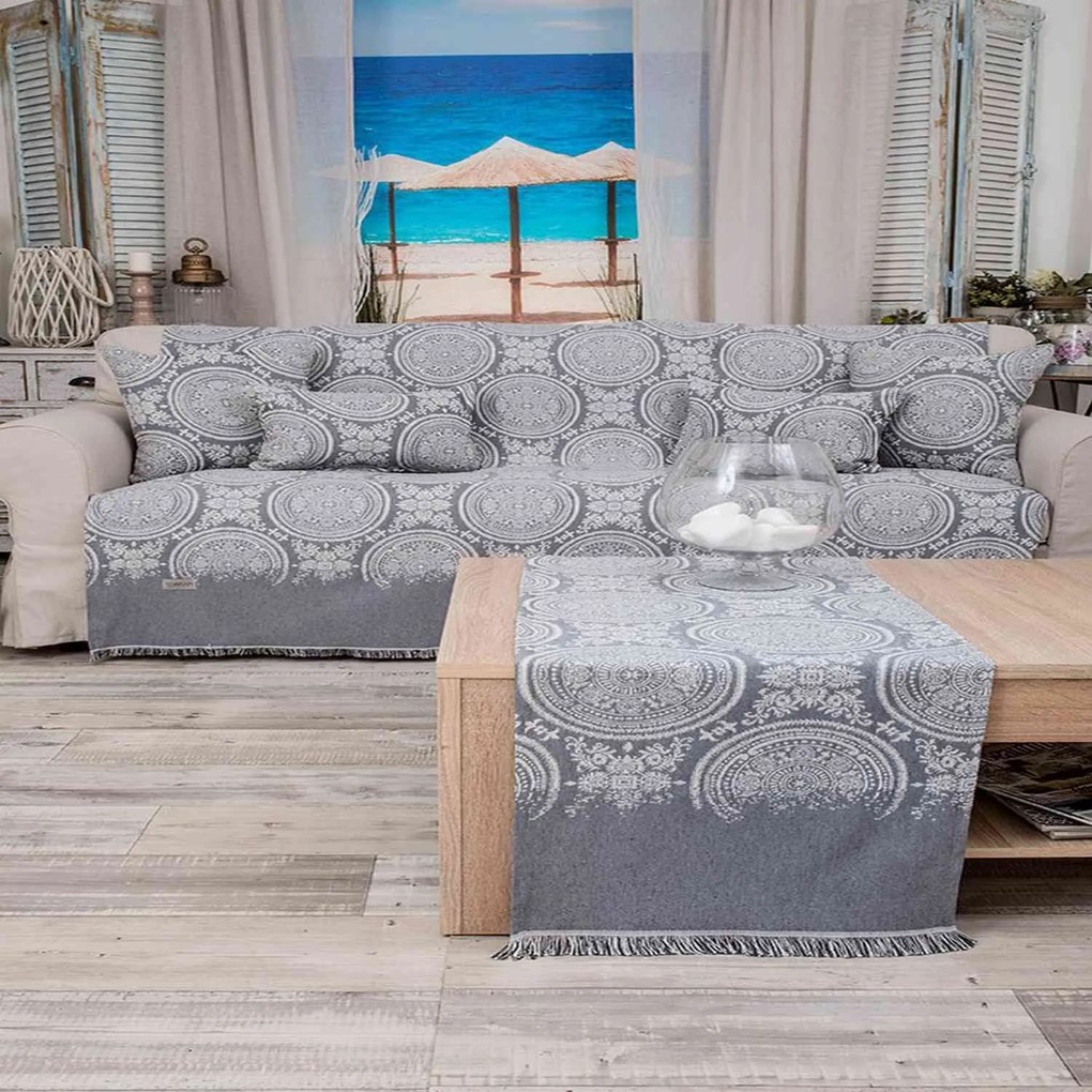 Ριχτάρι Mumbai 04 Dark Grey Teoran Διθέσιο 180x250cm Cotton-Polyester