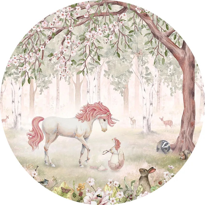 Unicorn Forest Ταπετσαρια Τοιχου Πρασινο Στρογγυλη 80cm