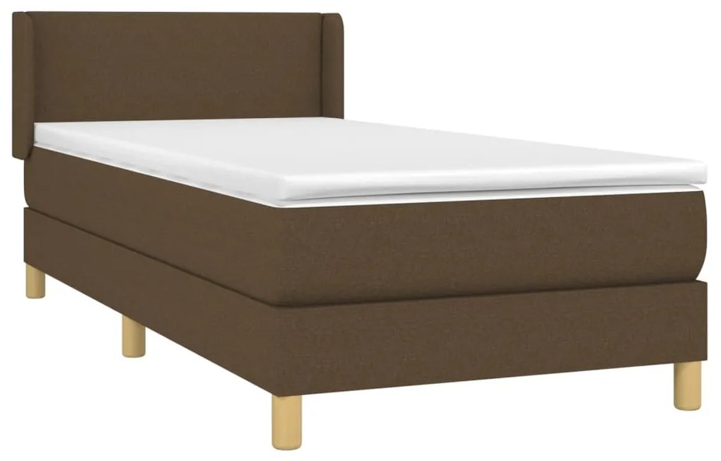 Κρεβάτι Boxspring με Στρώμα Σκούρο Καφέ 90x200 εκ. Υφασμάτινο - Καφέ