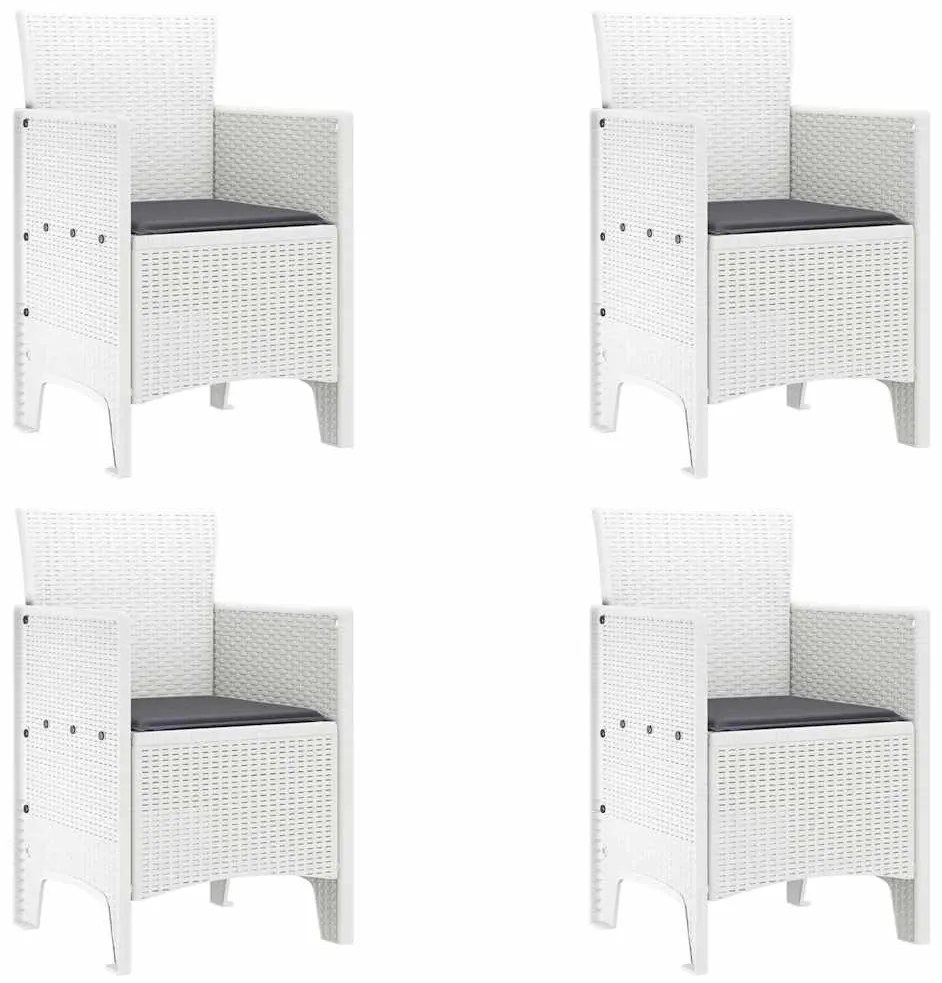 vidaXL Καρέκλες Κήπου 4 pcs Λευκό 53 x 49 x 85 εκ. Πλαστικό