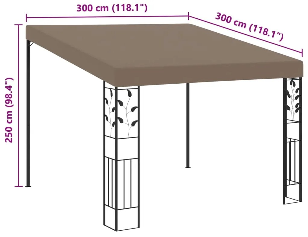 vidaXL Κιόσκι Επιτοίχιο Taupe 3 x 3 x 2,5 μ.