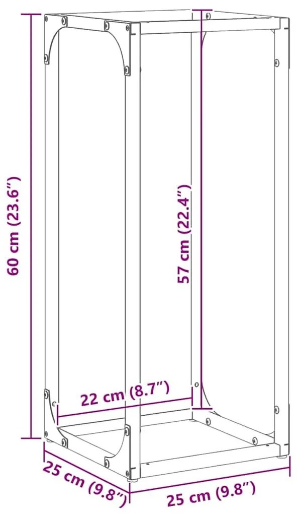 Ράφι για καυσόξυλα Ελαιοπράσινο 25x25x60cm Ατσάλι ψυχρής έλασης - Πράσινο