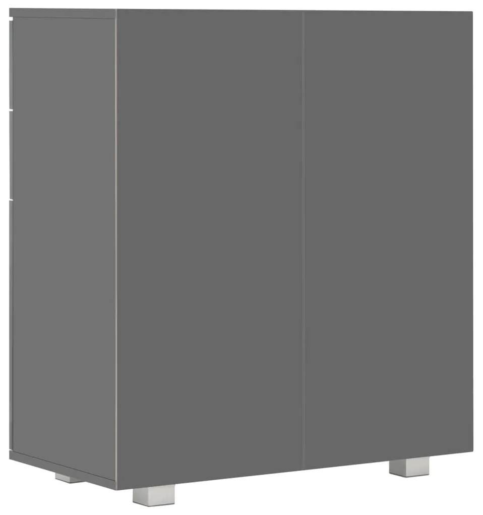 vidaXL Μπουφές Ψηλός Γυαλιστερός Γκρι 71x35x80 εκ. Επεξεργασμένο Ξύλο