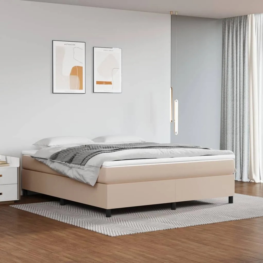 vidaXL Κρεβάτι Boxspring με Στρώμα Καπουτσίνο 180x200 εκ. Συνθ. Δέρμα