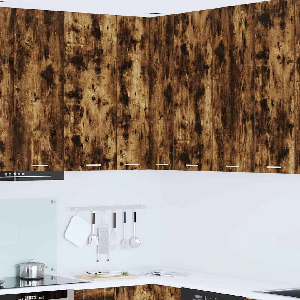 vidaXL Κρεμαστό ντουλάπι Καπνιστός Δρυς και Λευκό 57 x 57 x 100 εκ.