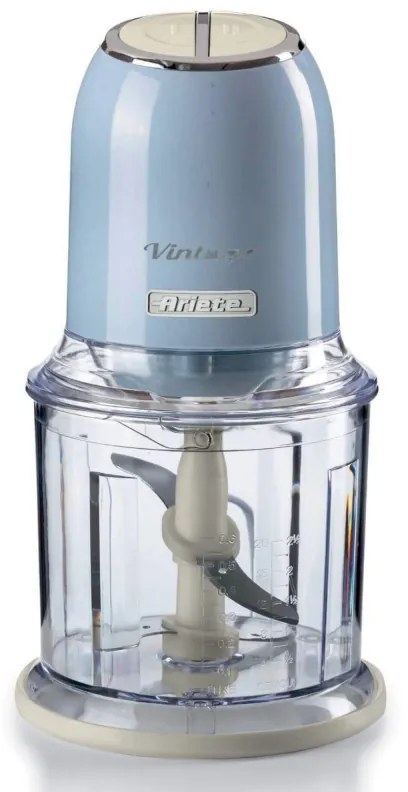 Κόφτης Ariete VINTAGE 0438/05, 400W, 600 ml, 2 ταχύτητες, Ανοξείδωτο, Κούπα με διαβάθμιση, Μπλε