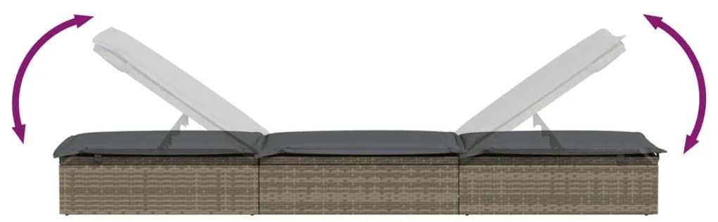 vidaXL Ξαπλώστρες 2 τεμ. Γκρι από Συνθετικό Ρατάν με Τραπέζι