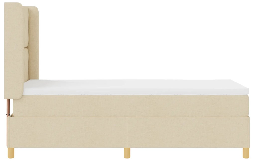 vidaXL Κρεβάτι Box Spring με Στρώμα σε Κρέμ - 90x200 cm Ύφασμα