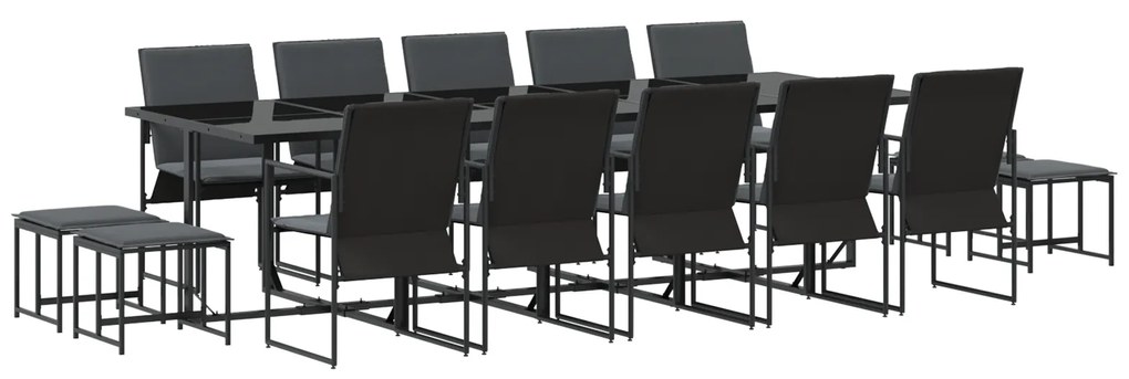 vidaXL Σετ Φαγητού Κήπου 19 Τεμαχίων με Μαξιλάρια από Χάλυβα και Τεξτιλίνη