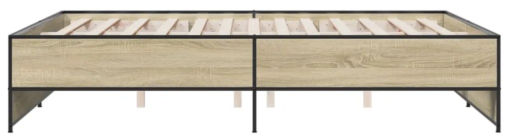 vidaXL Πλαίσιο Κρεβατιού Sonoma Δρυς 150x200 εκ. Επεξ. Ξύλο &amp; Μέταλλο