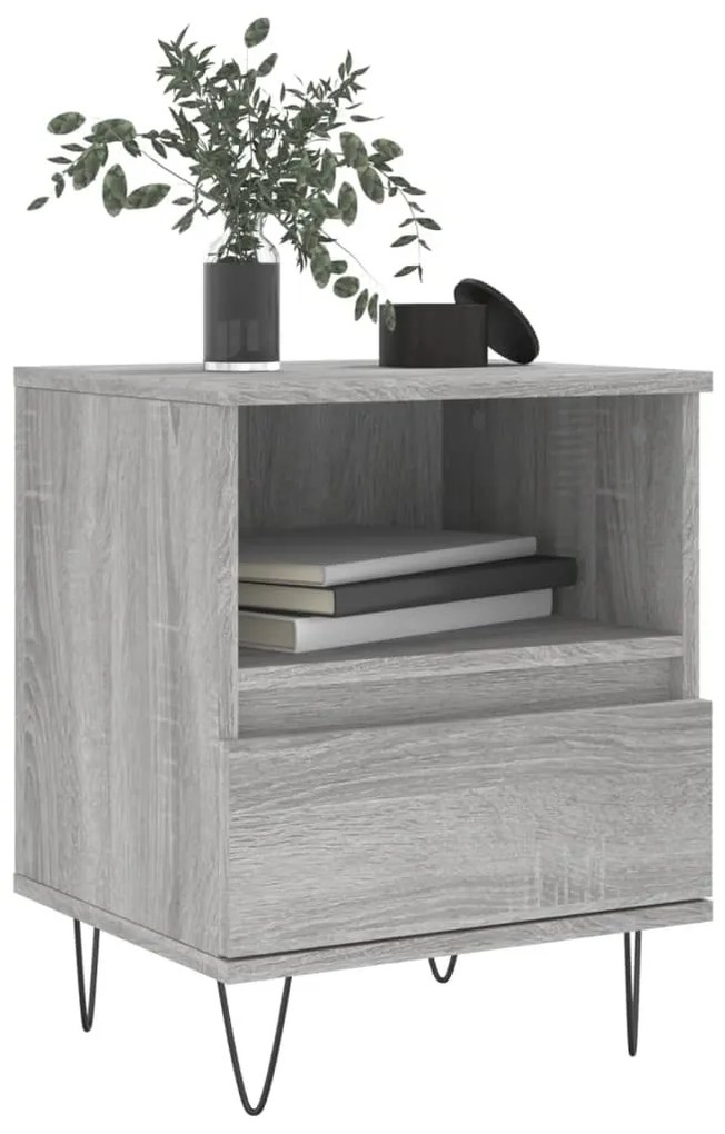 vidaXL Κομοδίνα 2 τεμ. Γκρι Sonoma 40 x 35 x 50 εκ. από Επεξεργ. Ξύλο