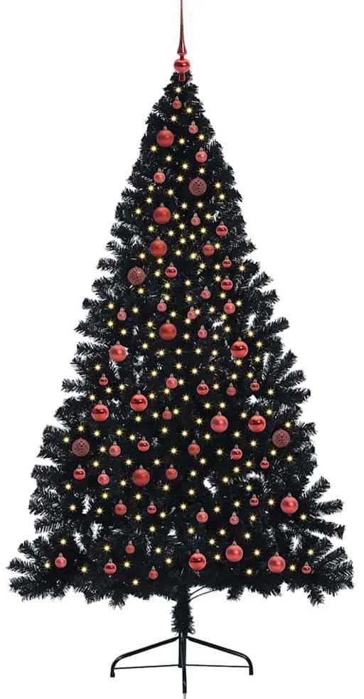 vidaXL Τεχνητό προφωτισμένο Χριστουγεννιάτικο δέντρο Μαύρο 210 cm PVC