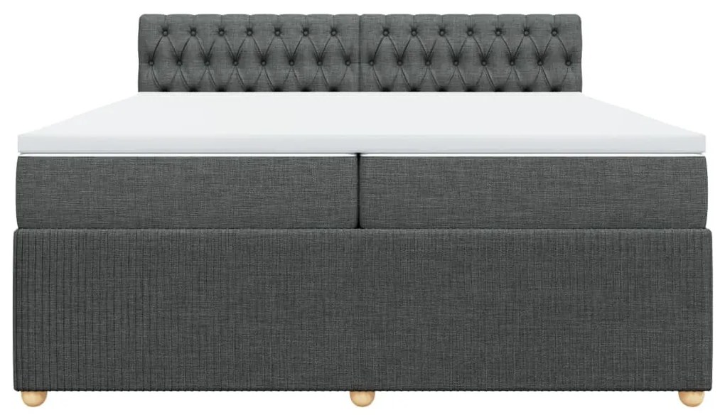 vidaXL Κρεβάτι Boxspring με Στρώμα Σκούρο Γκρι 200x200 εκ. Υφασμάτινο