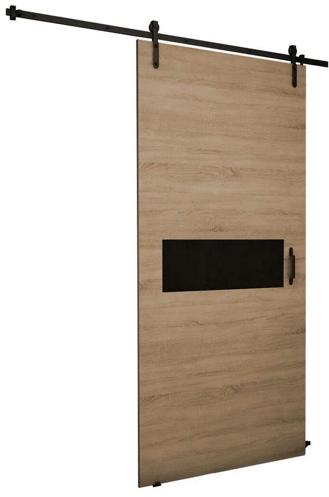 Συρόμενες πόρτες Dover 157, 35 kg, Sonoma οξιά, Μαύρο, Πλαστικοποιημένη μοριοσανίδα, Ανοιχτό καφέ, Αλουμίνιο | Epipla1.gr