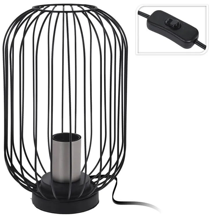 Eπιτραπέζιο μεταλλικό φωτιστικό με λαμπτήρα Ε27 και διαστάσεις 18x18x29cm - Μαύρο