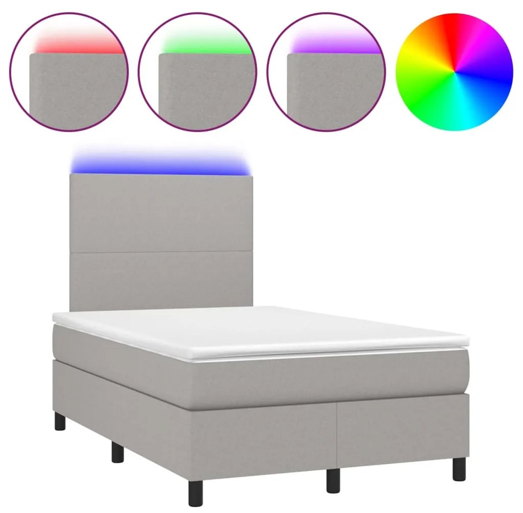 ΚΡΕΒΑΤΙ BOXSPRING ΜΕ ΣΤΡΩΜΑ &amp; LED ΑΝ.ΓΚΡΙ 120X200 ΕΚ ΥΦΑΣΜΑΤΙΝΟ 3134701