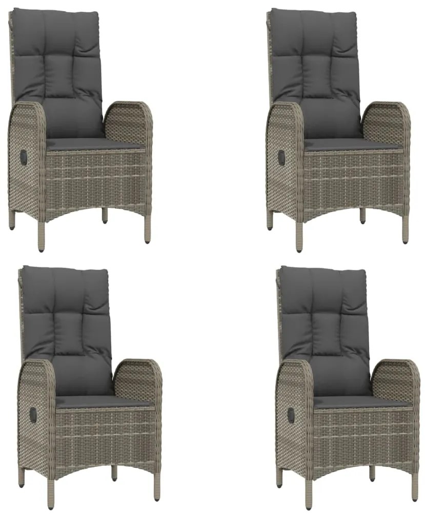 vidaXL Σετ Τραπεζαρίας Κήπου 5 τεμ. Γκρι Συνθ. Ρατάν με Μαξιλάρια