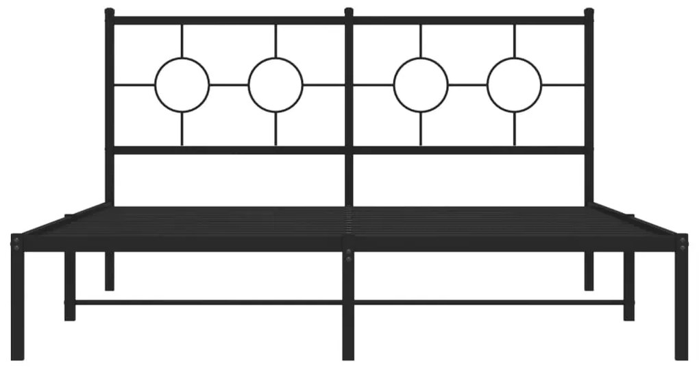 vidaXL Πλαίσιο Κρεβατιού με Κεφαλάρι Μαύρο 160 x 200 εκ. Μεταλλικό