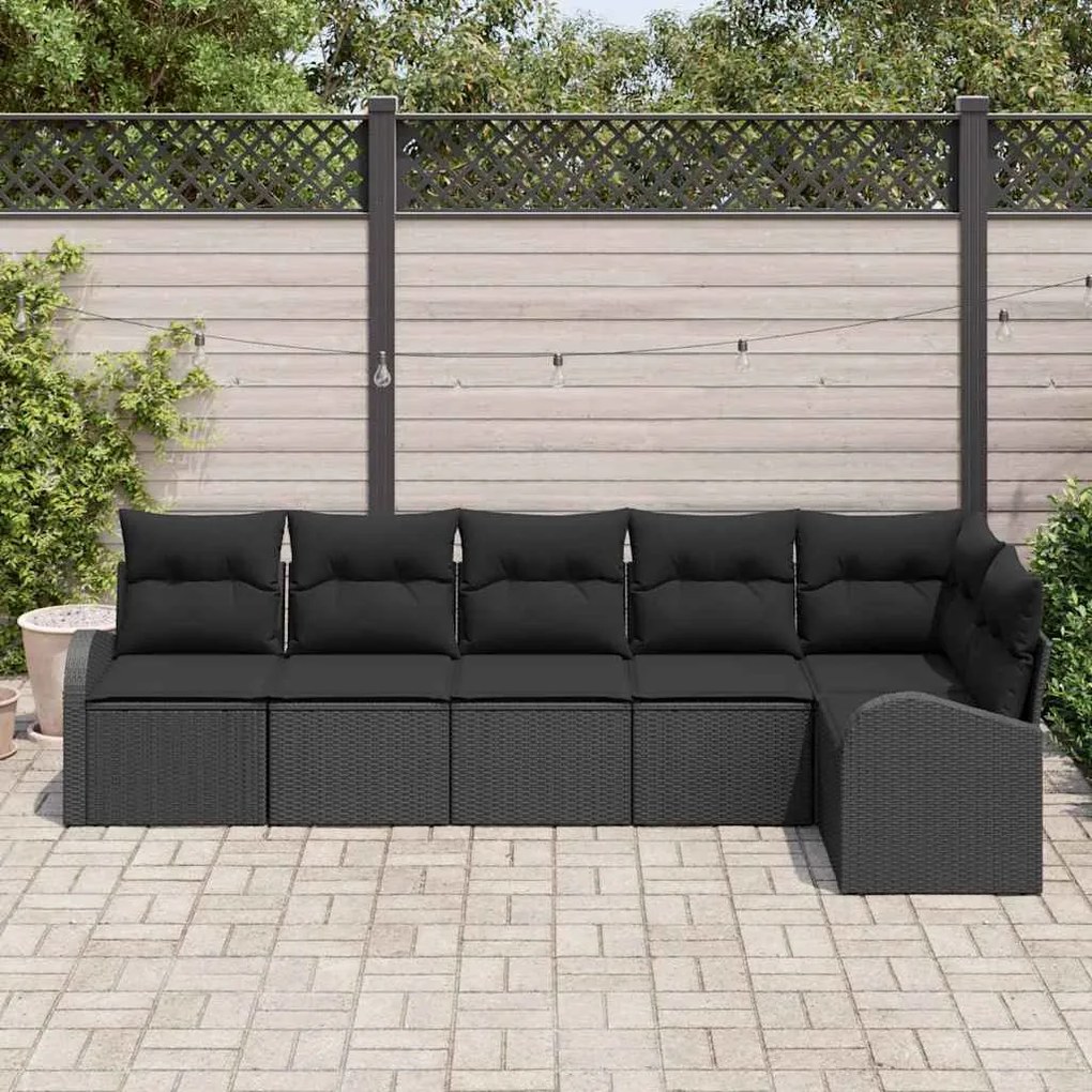 vidaXL Σετ Καναπέ Κήπου με μαξιλάρι 6 pcs Μαύρο Πολυ ράταν