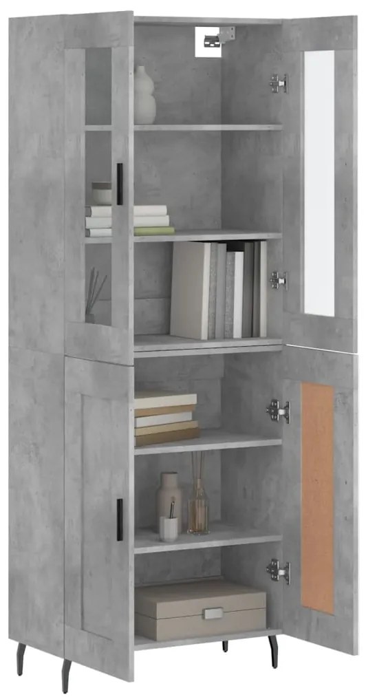 vidaXL Ντουλάπι Γκρι Σκυροδέματος 69,5x34x180 εκ. Επεξεργασμένο Ξύλο