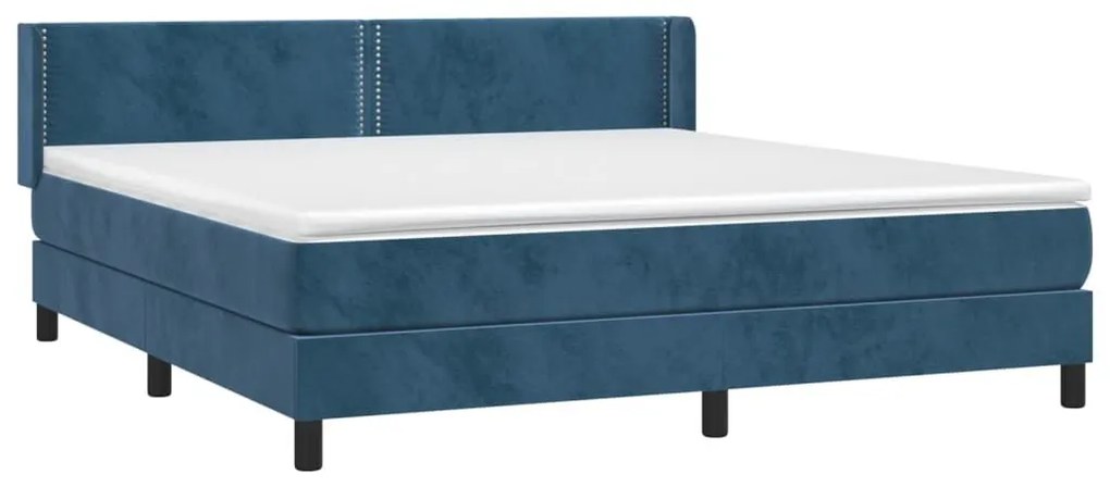 Κρεβάτι Boxspring με Στρώμα Σκούρο Μπλε 160x200 εκ. Βελούδινο - Μπλε